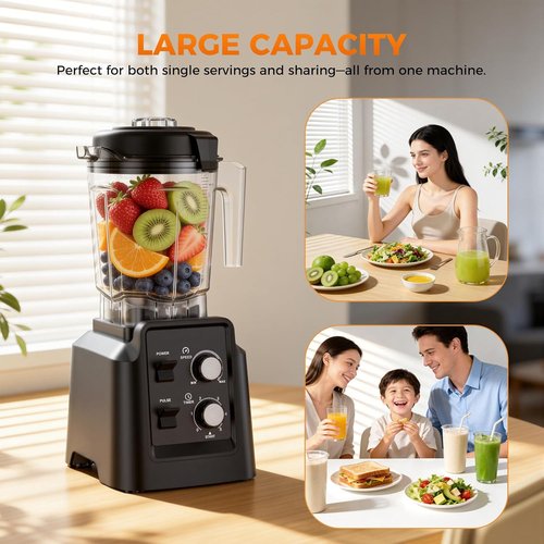 1800W Blender by [Brand Name] - Professional 6-Blade Smoothie Maker with Grinder, 68oz & 27oz Jars, Self-Cleaning