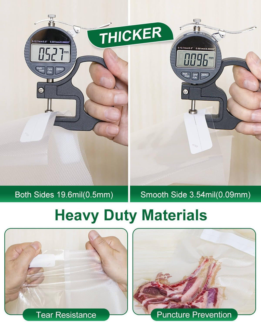 Quart Vacuum Sealer Bags - BPA-Free Heavy Duty 8x11 Inch Food Storage | 100 Count Precut with Labeling Area