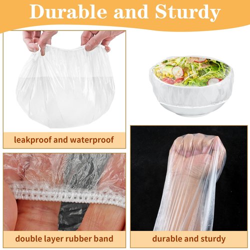Plastic Shower Caps for Sourdough Bread, 200 Pcs Bowl Covers for Bread Proofing, Food Covers Stretch Reusable Elastic, Keep Food Fresh and Dust Away (Clear, L-14 inches)