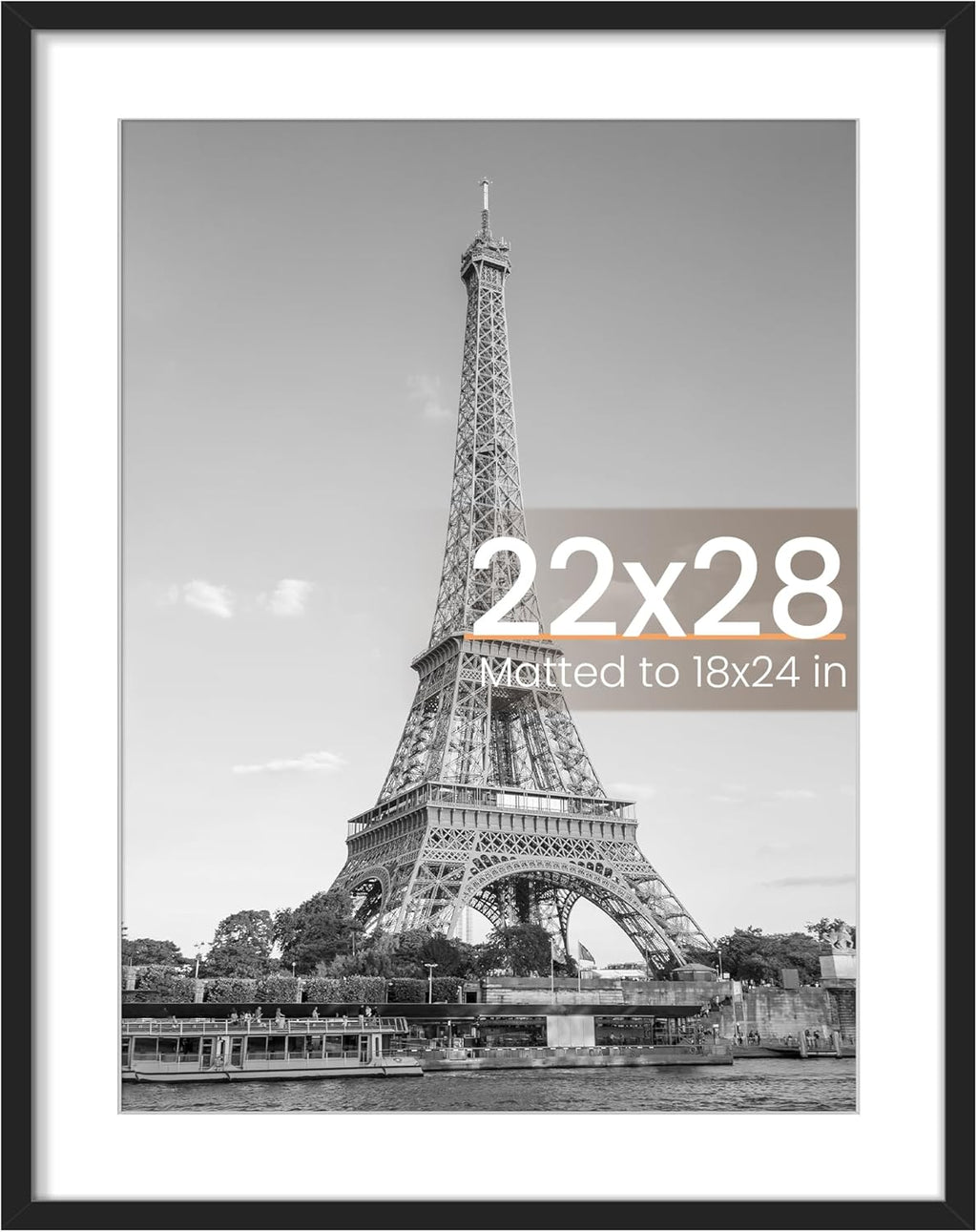 Upsimples 22x28 Poster Frame - Versatile Display for 18x24 Pictures with Mat | Black, 1 Pack