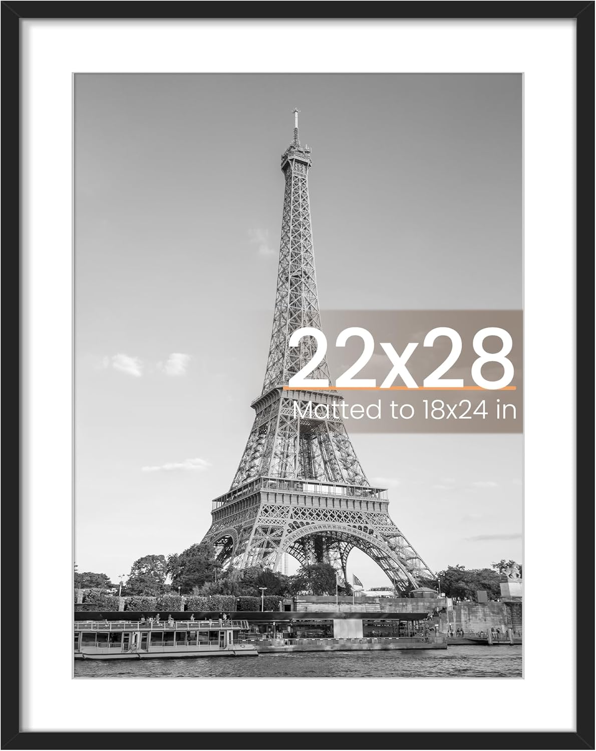 Upsimples 22x28 Poster Frame - Versatile Display for 18x24 Pictures with Mat | Black, 1 Pack