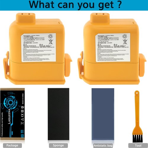 LAQUEENA EAC63382208 2PCS Battery Compatible with LG Cordzero A9 Ultimate EAC63382201 EAC63382202 EAC63758601 MEV65921201 A9 Cordless Stick Vacuum Cleaner
