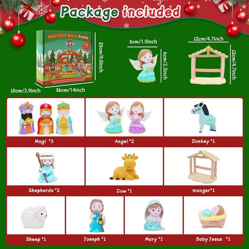 Nativity Set by [Brand Name] - 13Pcs Christian Playset for Kids Ages 3+ | Perfect Christmas Gift