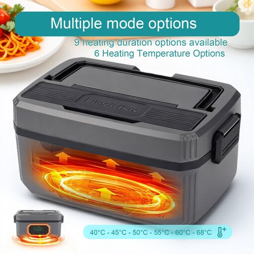 Rechargeable Adult Wireless Heated Lunch Box, 21000mAh Battery-Powered,Automatic Temperature Control Insulated Container,1.2L Leak-Proof Stainless Steel Container Ideal for Office/Truck/Outdoor Use