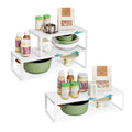 SONGMICS Spice Racks, Set of 3 Expandable Kitchen Countertop Shelves, Small Cupboard Organizers, Metal, Space-Saving Tabletop Shelves, Matte White UKCS403WC01