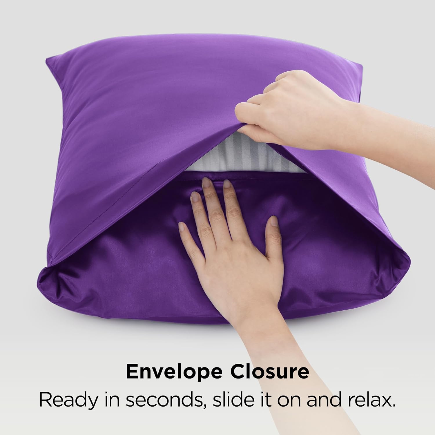 Bedsure Satin Pillowcase - Luxurious Silk-Like Feel | Standard Size 20x26 Inches, Purple, 2-Pack
