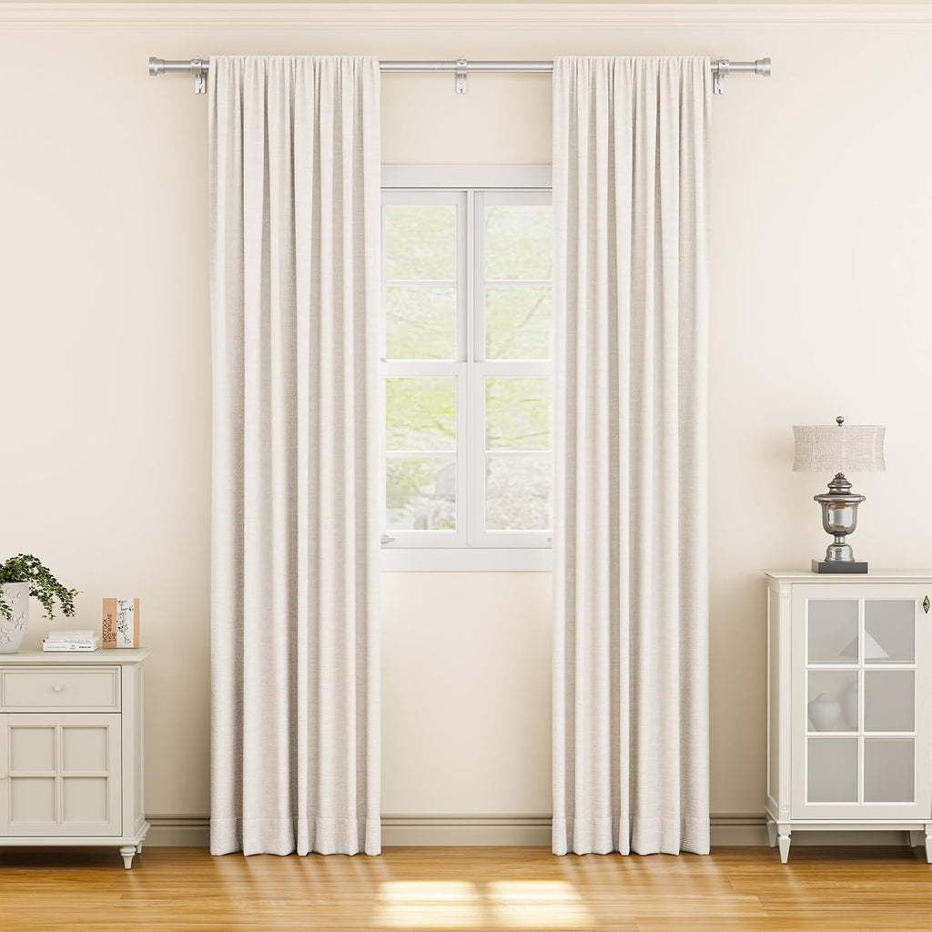 YaFex Curtain Rods - Heavy Duty 1 Inch Adjustable Window Treatment Rods | 32-84 Inch, Silver Finish