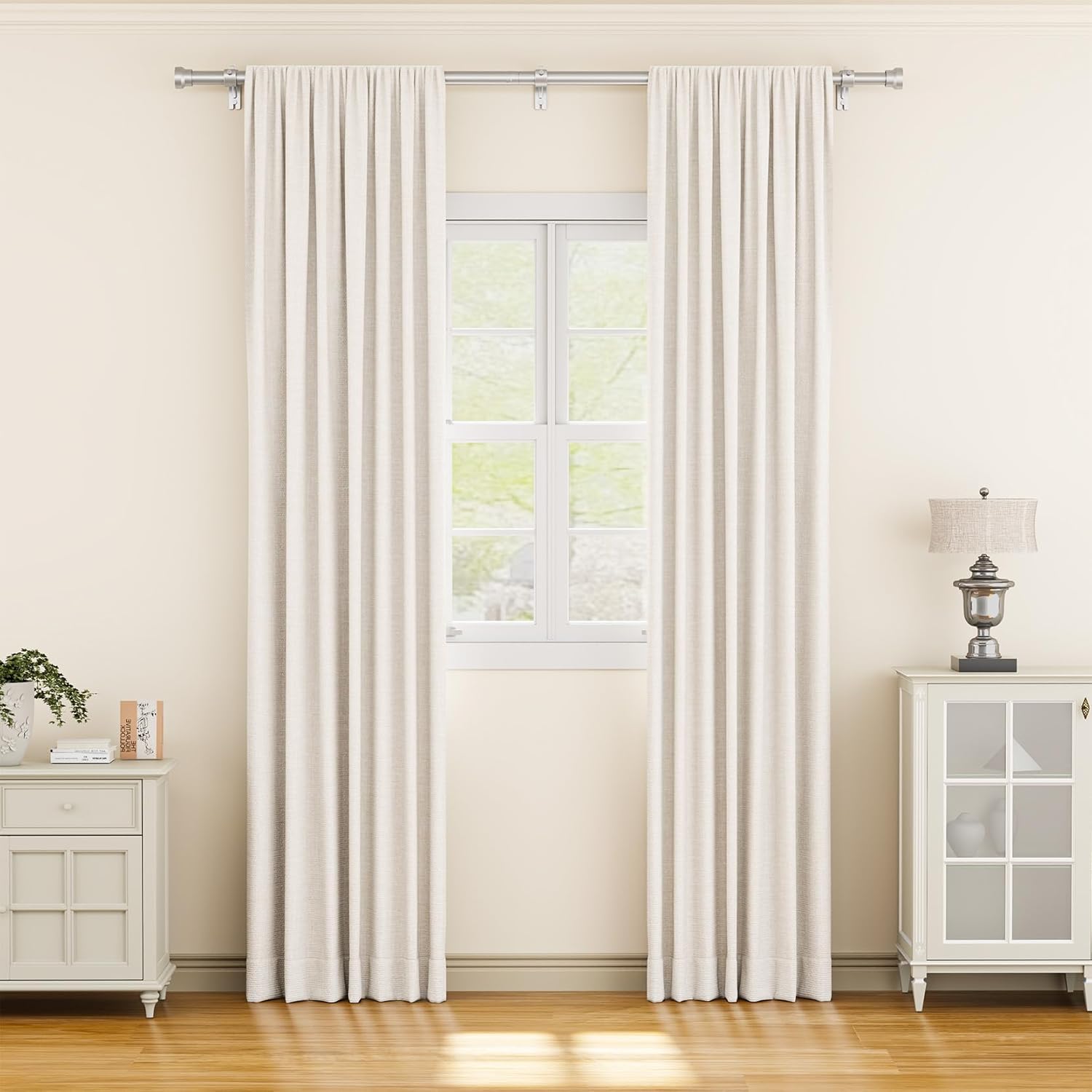 YaFex Curtain Rods - Heavy Duty 1 Inch Adjustable Window Treatment Rods | 32-84 Inch, Silver Finish