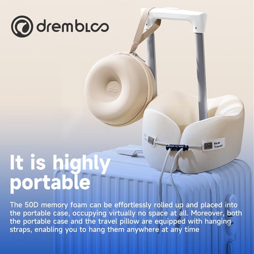 drembloo Neck Pillow Airplane, 100% Pure Memory Foam, Comfortable Breathable Cover, Travel Pillows for Airplanes, Ergonomic Design, Neck Pillow for Traveling, Airplane Pillow Flight Train, Gray