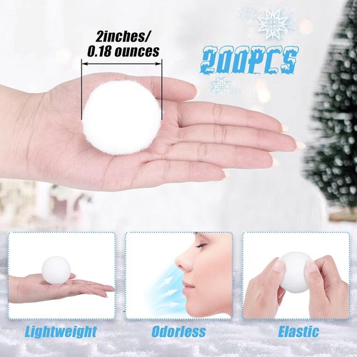 Fovths 200 Pack Snow Toy Balls - 2 Inch Realistic Fake Snowballs for Indoor & Outdoor Fun
