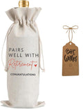 Julont 1Pcs Retirement Gifts for Women Men Farewell Gifts for Friends Retirement Wine Bag with 1Pcs Kraft Blessing Cards and natural jute rope
