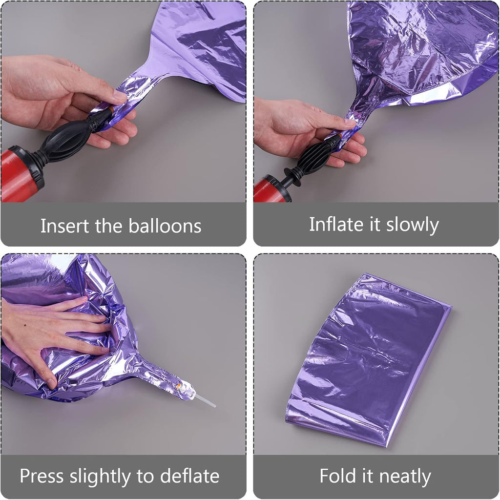 PartyWoo Metallic Purple Foil Balloons - 22 Inch Jumbo Round Mylar Balloons for Halloween & Birthday Decor