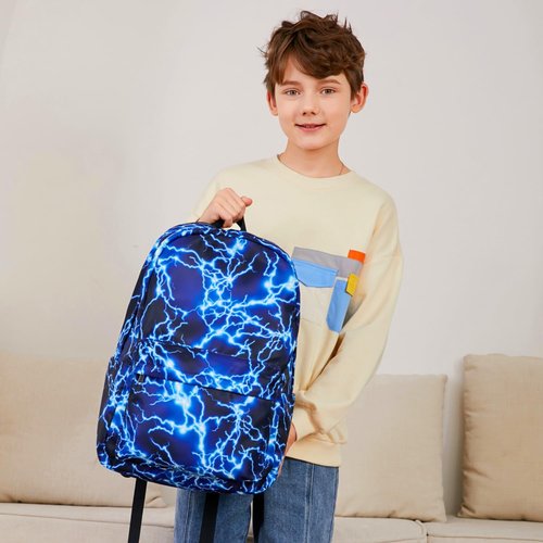 MSKYWU Backpack For Boy Elementary School Bookbag Durable Kid's Backpack Lightweight Travel Daypack (Blue-Light)