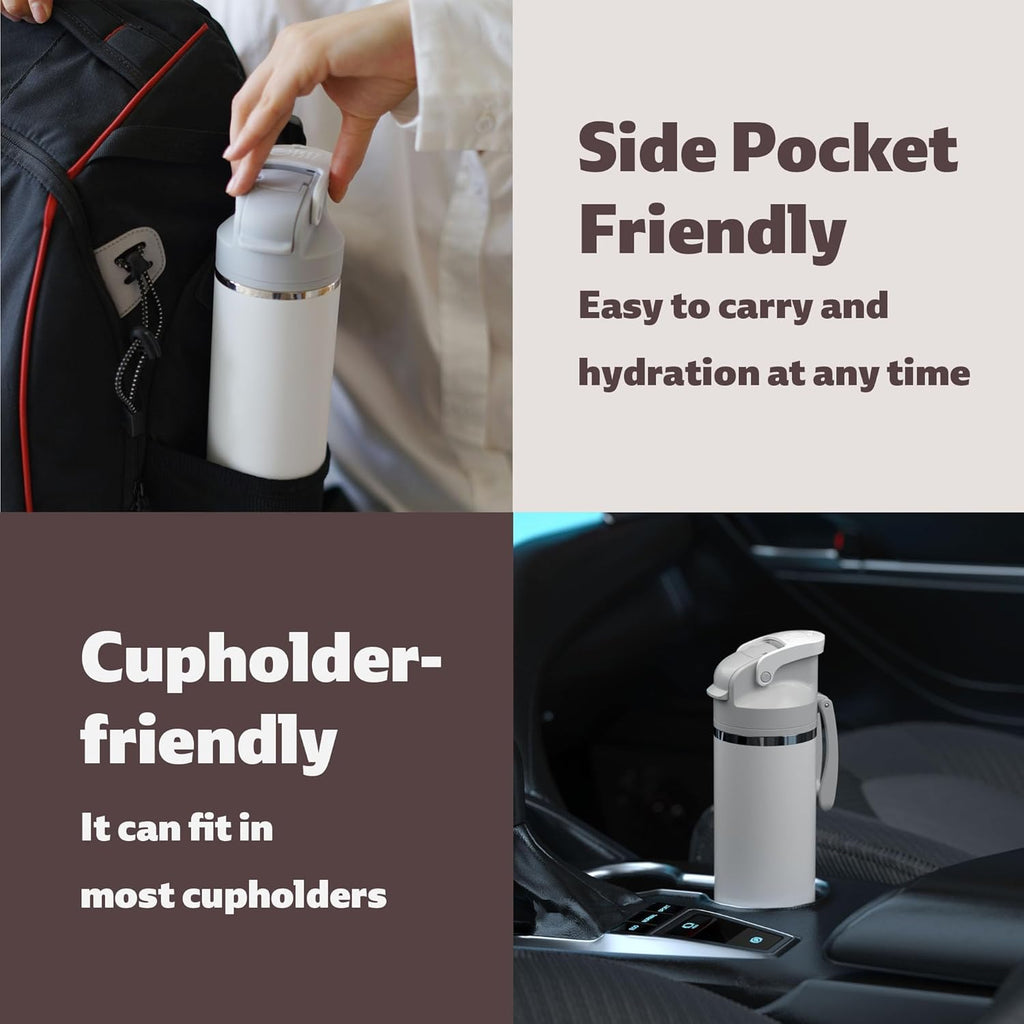 OISIZ Insulated Water Bottle - 24 oz Vacuum Stainless Steel with 2-in-1 Spout & Straw Lid | Leakproof, Keeps Drinks Cold for 24 Hours
