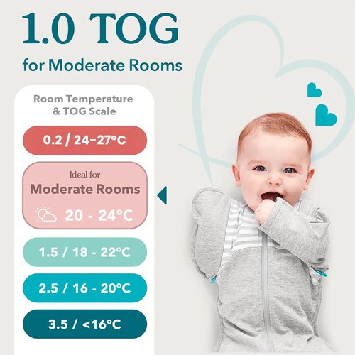 Love to Dream Swaddle Up Bamboo, Arms Up Position, Soft and Luxurious 100% Viscose from Bamboo - Wearable Blanket - 1.0 TOG - (20-24°C) Ideal for Moderate Temps (Cherries Blush, Newborn, 2.2–3.8kg)