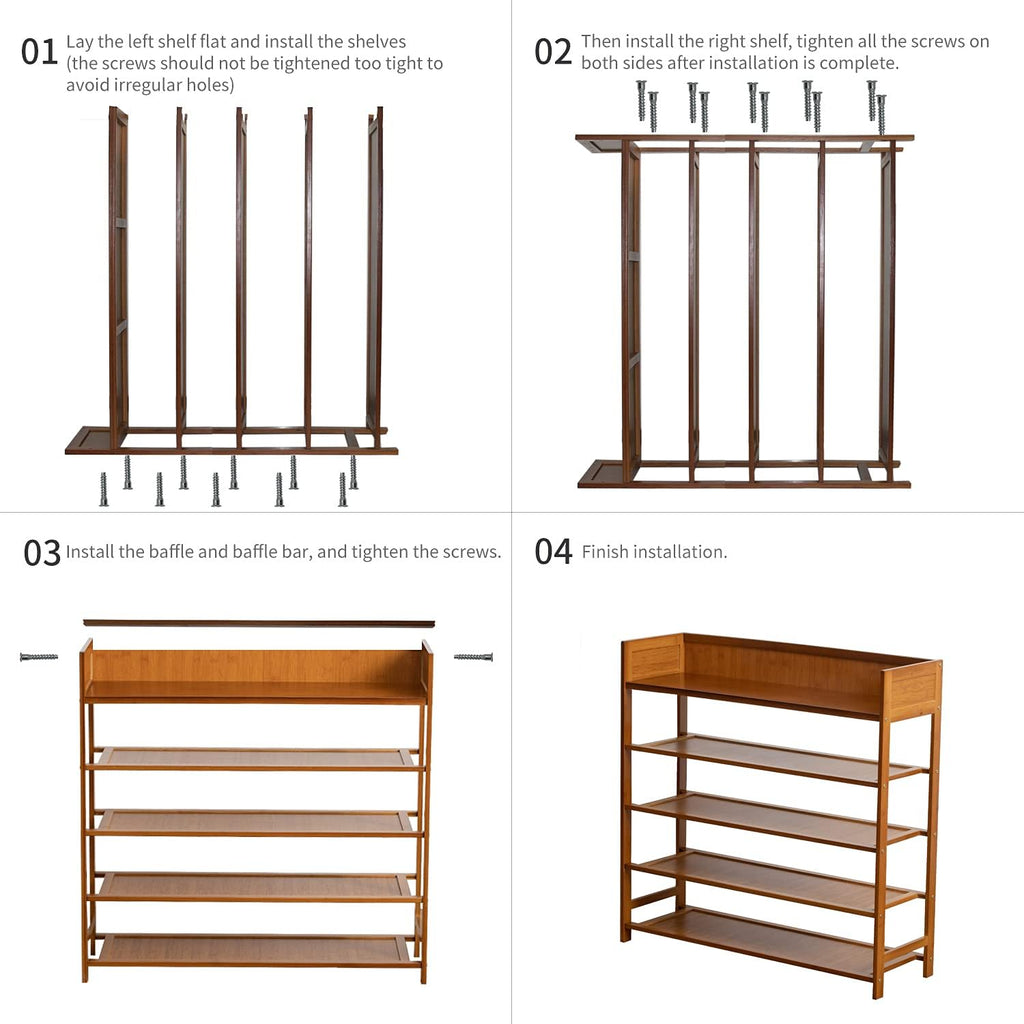 Bamboo Shoe Rack Organizer - 5-Tier Storage Solution for Entryway, Hallway & Closet | Natural Finish (31.5")
