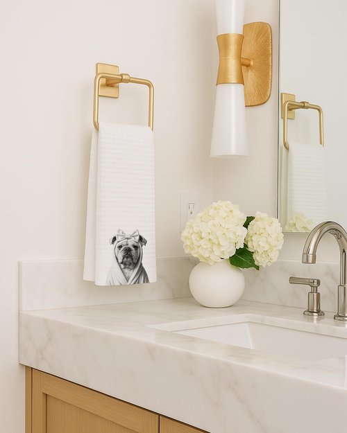 FISWAFY English Bulldog Gifts Hand Towels, Dog Bathroom Decor, English Bulldog Lover Gifts for Women Decorative Hand Towels for Bathroom Washroom Spa Gym, 16x24 Inch Set of 2