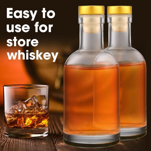 Dandat 24 Pack 6 oz Clear Glass Liquor Bottles With Cork lids Bulk Homebrewing Empty Bottles for Whiskey, Wine, Drinks Oil Vinegar, Vodka, Limoncello, Beverages, Liqueurs, and Alcohol (Gold)
