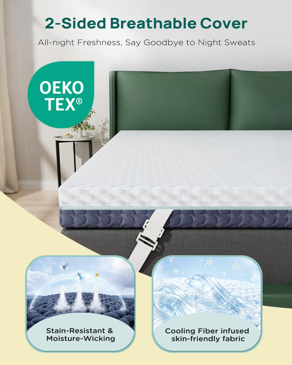 Releep 3 inch Firm Twin XL Mattress Topper for College Dorm, Memory Foam Bed Topper with Soft & Firm Options for Back Pain Relief, Mattress Topper with 2-Sided Cover, CertiPUR Certified, Dorm Bed