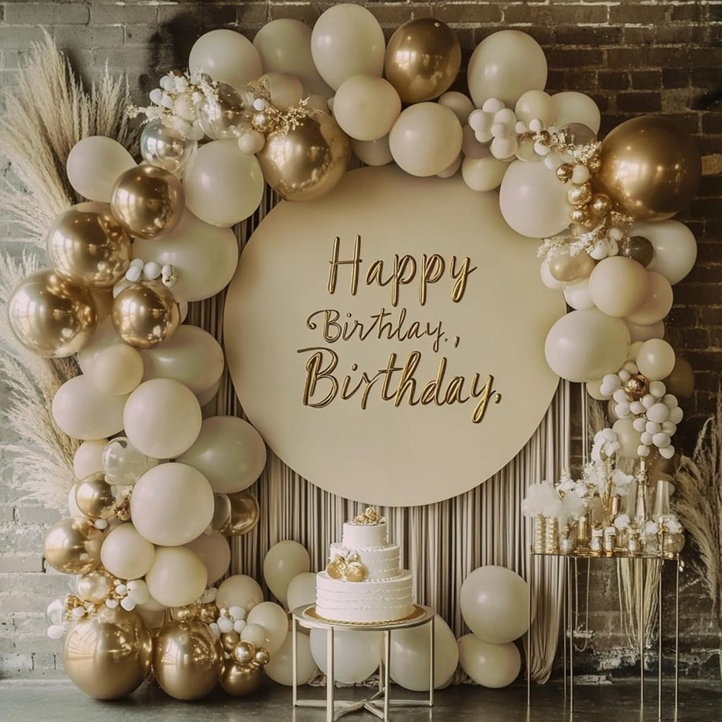 RUBFAC Sand White Cream Balloons - 129pcs Latex Balloon Garland Arch for Parties & Celebrations | 5-18 Inches