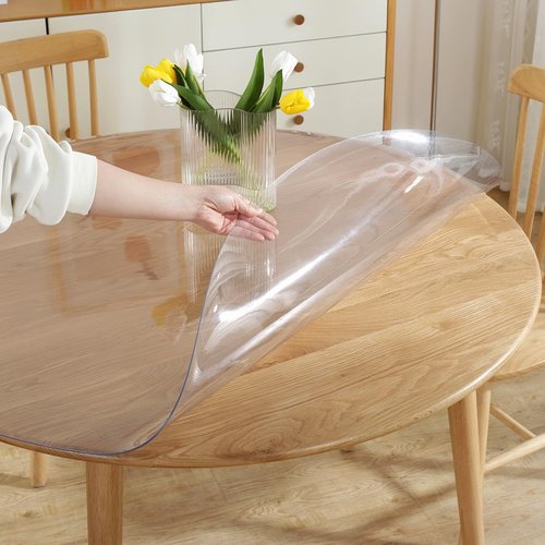 LovePads Round Clear Table Cover Protector 41 Inch, 2mm Thick Table Protector for Dining Room, Waterproof Plastic Cover PVC Vinyl Tablecloth, Circle Tabletop Protective Pad for Furnture Surface