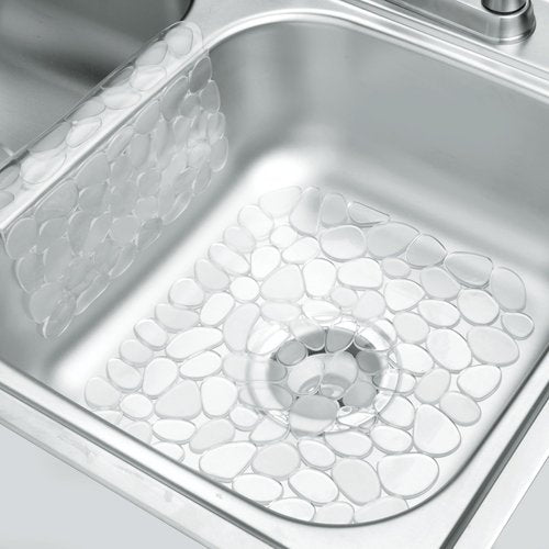 iDesign Pebblz Sink Protector - Kitchen Sink Mat for Bottom of Sink - Set of 2 - Clear