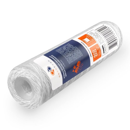Aquaboon Whole House 5 Micron 10 x 2.5 String Wound Sediment Water Filter Cartridge Replacement Compatible with Well Water Filter WHKF-WHSW, 25-Pack