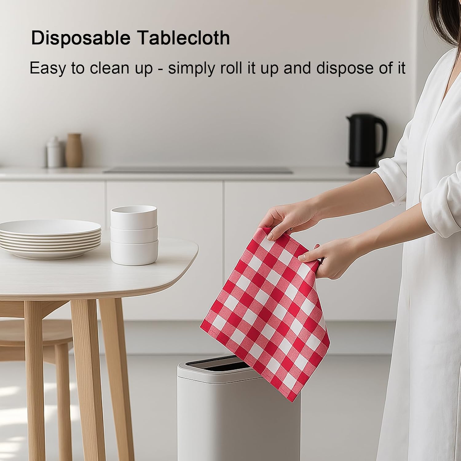Regine Switzerland Gingham Tablecloths - Red & White Checkered, Waterproof, 54 x 108 Inches | 3 Pack for Parties