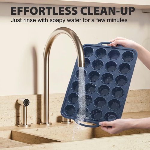 Vnray 2 Pack Silicone Muffin Pan 12 and 24 Cup with Metal Frame,Non Stick Silicone Mini Cupcake Pan with Handles, BPA Free Silicon Regular Muffin Tin Tray Small for baking, egg bites, Mold Grey