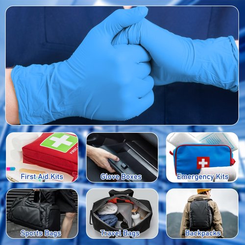 Chicingyou 30 Pairs Disposable Emergency Glove Individually Packaged Travel Gloves Travel Trauma Essential Nitrile Glove (Blue)