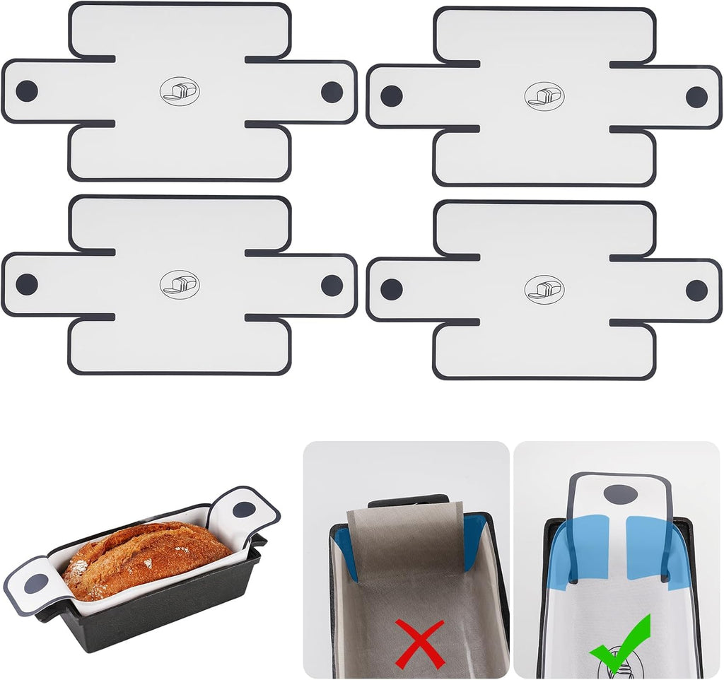NiHome Silicone Bread Loaf Pan Liners - Reusable Nonstick Design | Fits 9x5, 9.5x5, 10x5 Inch Pans - Easy to Clean (White)