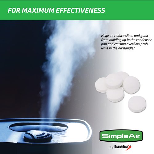 SimpleAir SACF Drain Line Clean Flow Tabs, for AC Units, HVAC Systems, Dehumidifiers, Condensate Drain Line Applications, 6 Count (1 Pack)