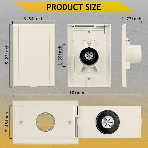 HASMX 775590A Central Vacuum Inlet Valve Plate, Low Voltage Wall Inlet Valve Replacement for Central Vacuum Systems - Almond (2-Pack)