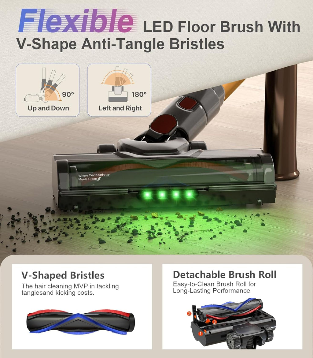Skiennix Cordless Stick Vacuum Cleaner - 550W Powerful Suction, 45 Mins Runtime | Lightweight & Rechargeable for Home & Pet Hair