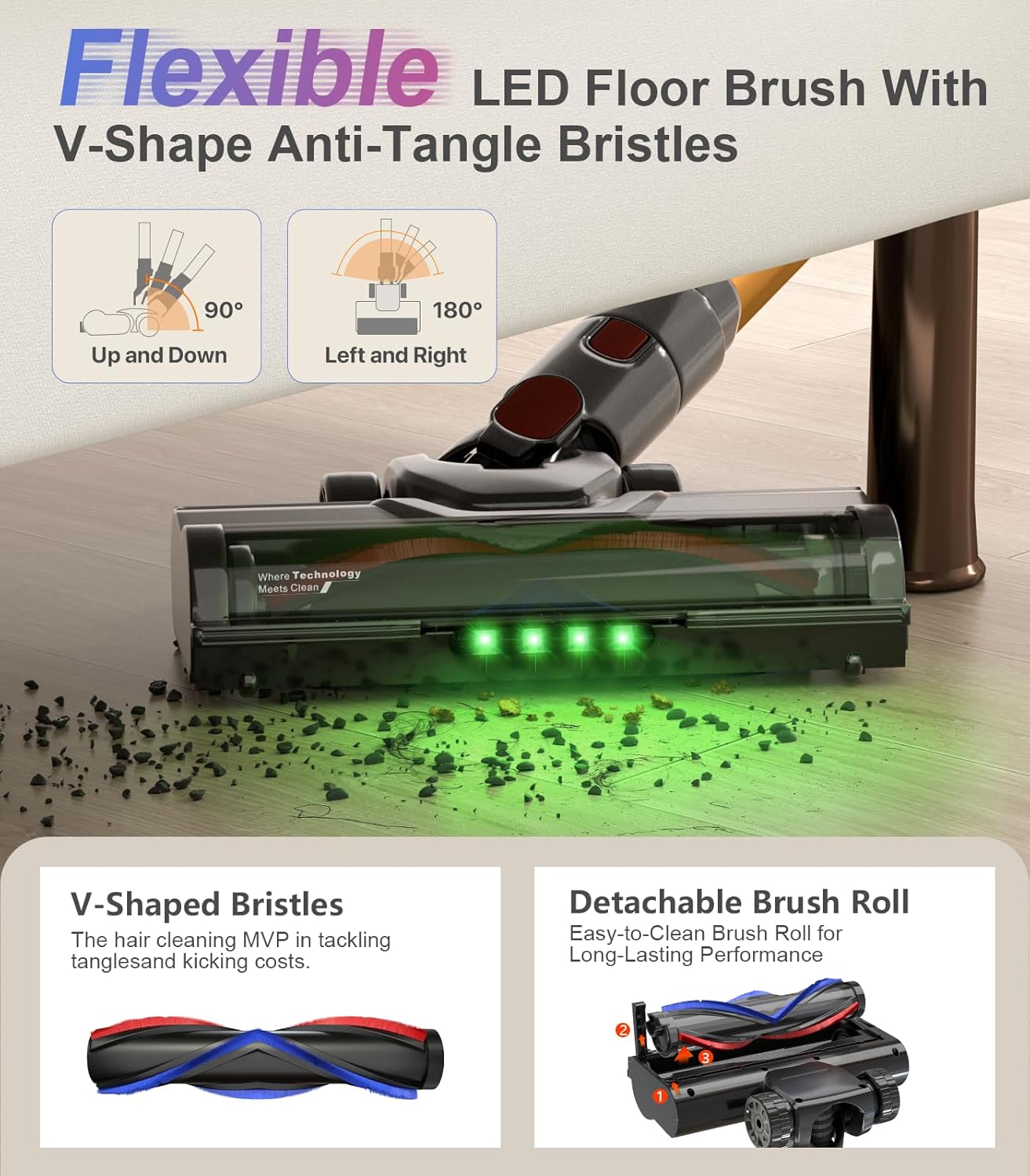 Skiennix Cordless Stick Vacuum Cleaner - 550W Powerful Suction, 45 Mins Runtime | Lightweight & Rechargeable for Home & Pet Hair