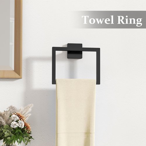 STWWO 10-Piece Matte Black Bathroom Hardware Accessories Set, 24 inch Towel Bar, Stainless Steel Towel Racks for Bathroom, Bath Towel Bar Set Wall Mounted