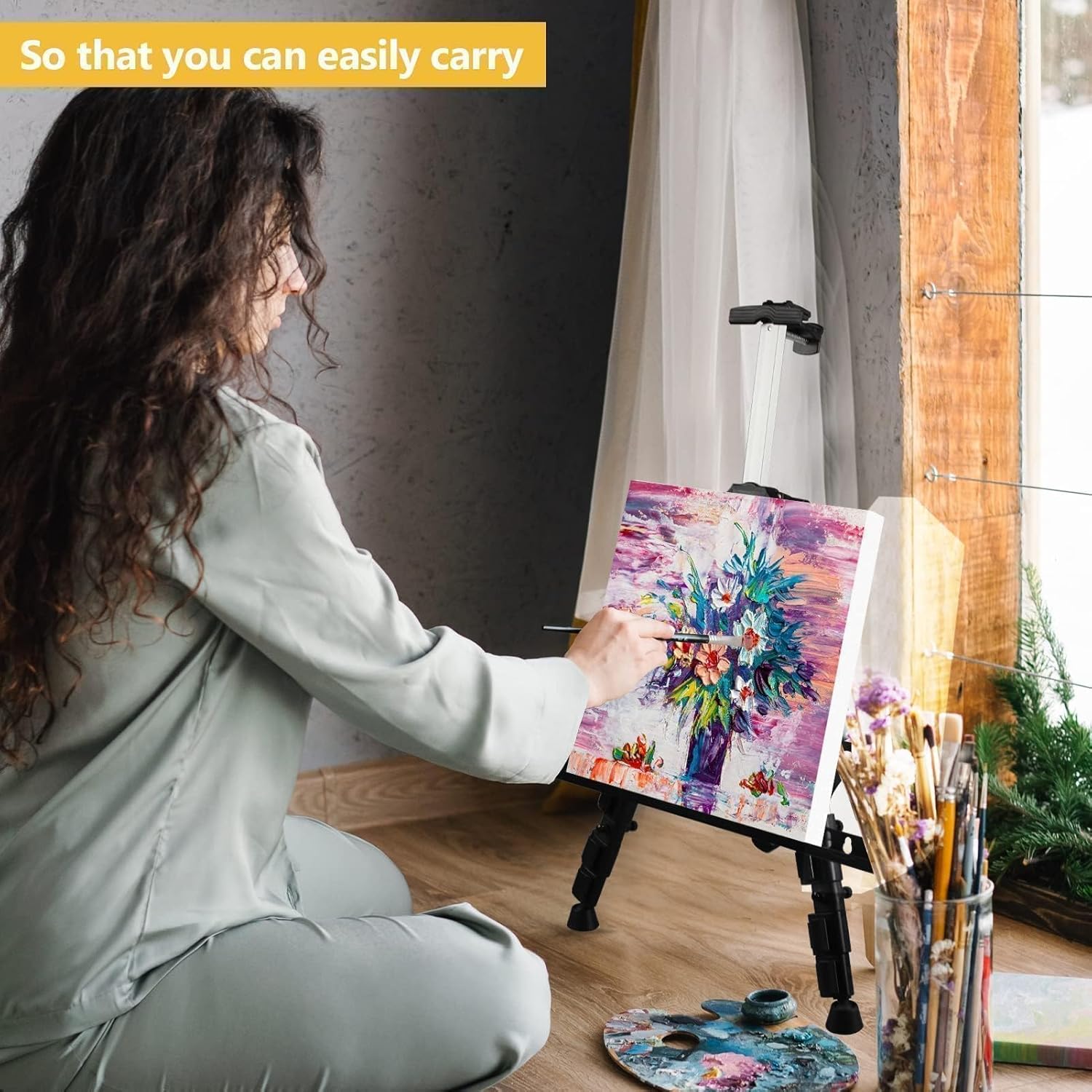 RRFTOK Art Easel Stand - Adjustable 17 to 66 Inch Aluminum Tripod for Painting & Display | Portable with Carry Bag