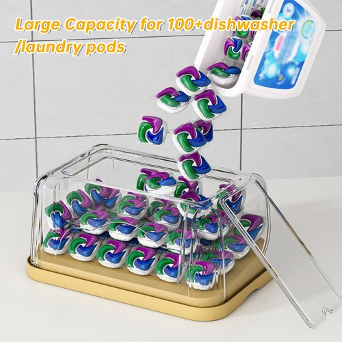 ZZWILLB 2-in-1 Trash Bag Dispenser & Laundry/Dishwasher Pods Container, Clear Acrylic Garbage Bag Organizer with Removable Lids, Under Sink Kitchen Storage Box
