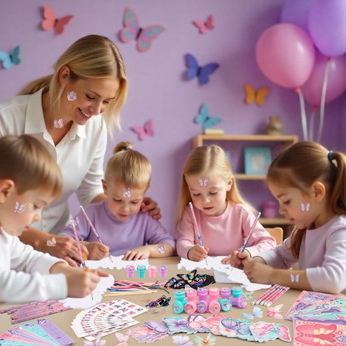 BenLouis 108Pcs Butterfly Party Favors Butterfly Fairy School Stationery Set Bulk for Kids Spring Flower Tea Birthday Birthday Goodie Bag Stuffers Classroom Gifts Rewards Pinata Filler