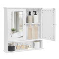 VASAGLE Bathroom Cabinet with Mirror, Wall Cabinet with 2 Mirrored Doors, Adjustable Shelf, Open Compartment, Wall-Mounted, 5.1 x 22.2 x 23 Inches, White ULHC002