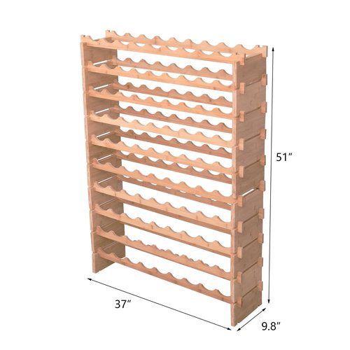 fcxagy Wine Rack Bamboo Wood Stackable Storage Freestanding Wooden Wine Rack Wine Cooler 72 Bottle and 90 Bottle (90 Bottle)