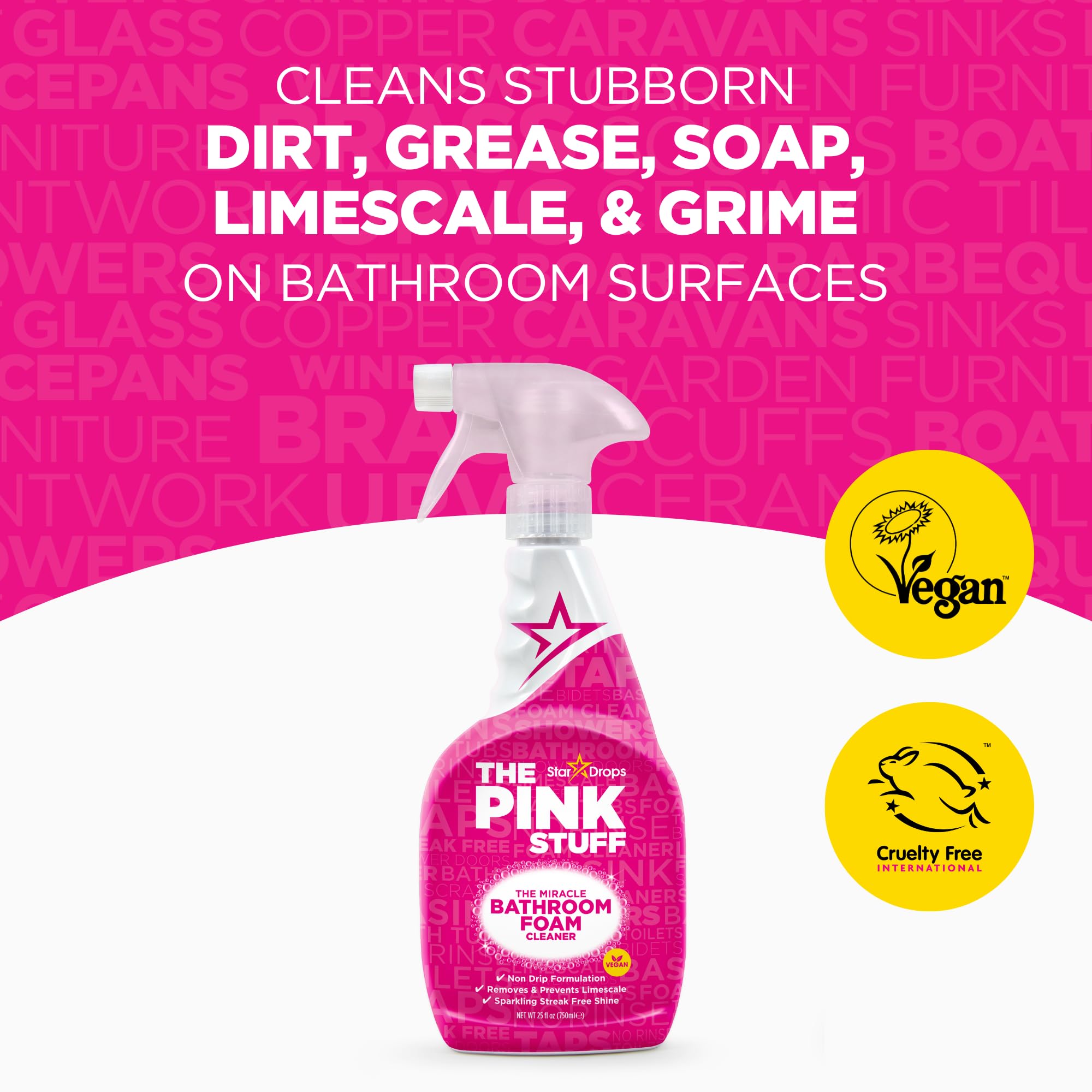 Stardrops - The Pink Stuff - Miracle Cleaning Ultimate Bundle – Paste, Multi-Purpose Spray, Bathroom Foam Spray, and Cream Cleaner – Ideal for Kitchens, Bathrooms, Outdoors, and More