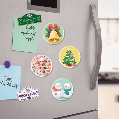 Happizza 100 Sets Button Maker Supplies for Fridge Magnet Maker Machine 58mm/2.25 inch, Including Metal Cover, Metal Back Cover, Clear Film, Blank Paper, Soft Magnet and Gasket