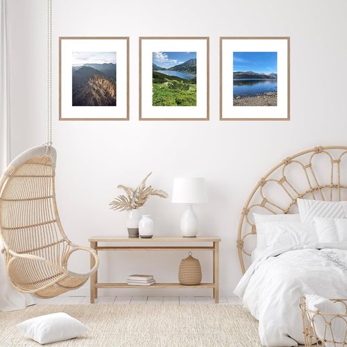 JCJMY 16x20 Picture Frame - Rustic Brown Wall Display for 11x14 Photos with Mat or 16x20 Without Mat