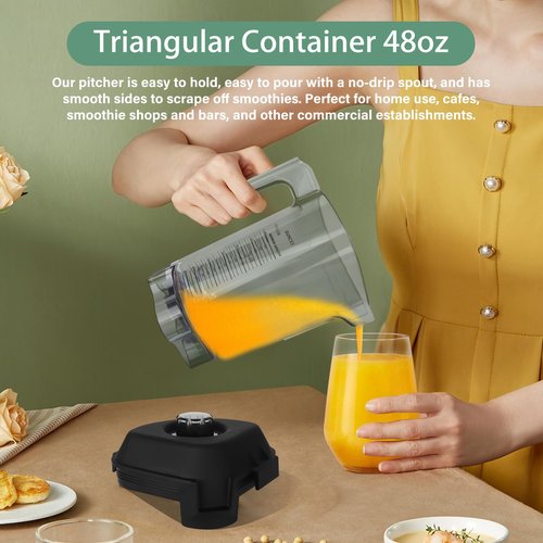 Blender Pitcher 48oz Compatible with Commercial Blenders VM0145 36019 15978 16016 VM0100A etc. Replacement 48 oz triangular Blender Container Pitcher Cup Jug -3 YR Support