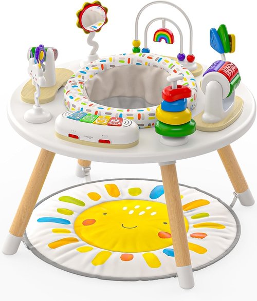 Move2Play 4-in-1 Baby Activity Center - Montessori Design with 8 Interactive Toys | Ideal for 3-12 Months (Sun)