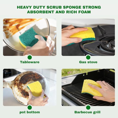 Heavy Duty Scrub Sponge - 9 Pack Tough Cleaning Tool for Grills, Stovetops & Pots | Durable Dual-Sided Design