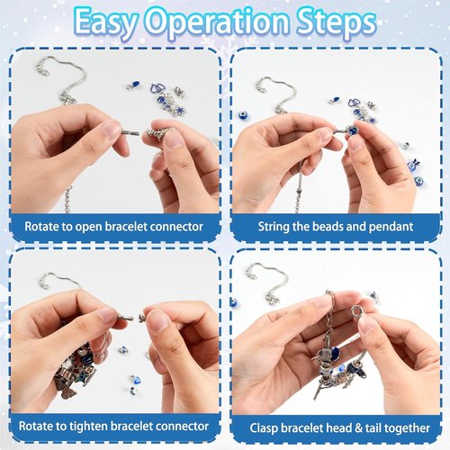 Advent Calendar Charm Bracelets 2025 - DIY Jewelry Making Kit with Blue Beads | 24 Days Christmas Countdown Gift for Girls