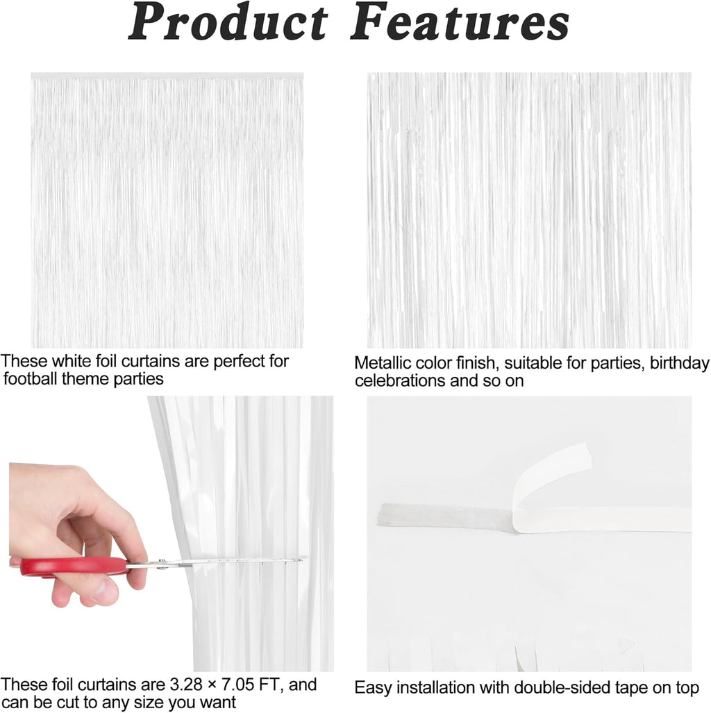 Tinsel Backdrop by [Brand Name] - 2 Pack Metallic Foil Fringe Curtains | 3.28 x 7.05 Feet for Parties & Weddings