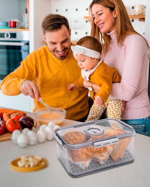 Dynta Bread Box 2 Pack Bread Storage Container Airtight Recording Time Bread Box for Kitchen Countertop Plastic Bread Keeper with Lid for Homemade Bread, Toast, Loaf, Cookies